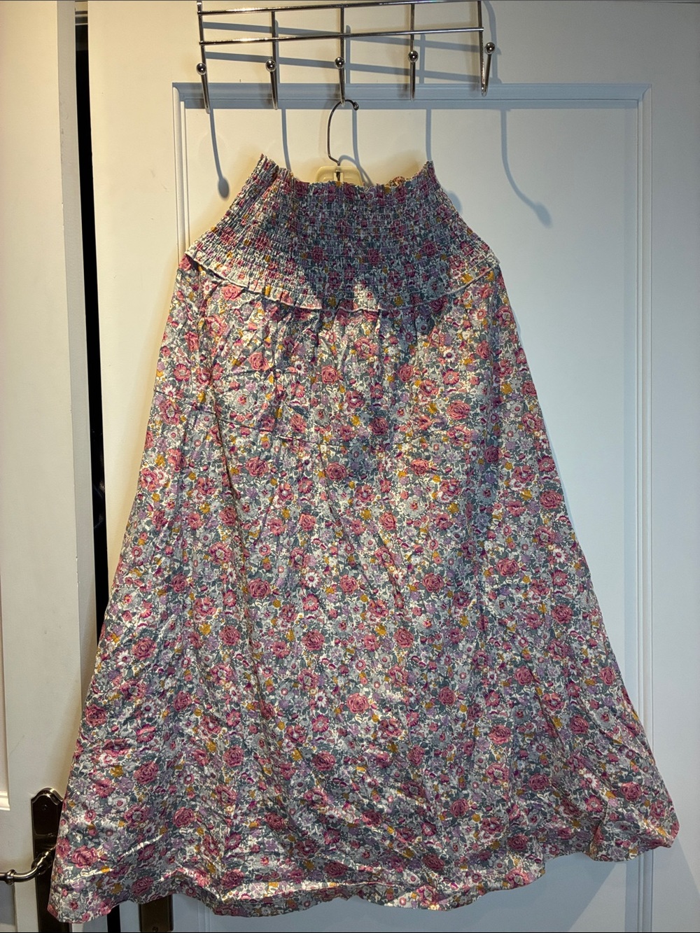 Udel Smocked Floral Midi Skirt - Pink Floral
